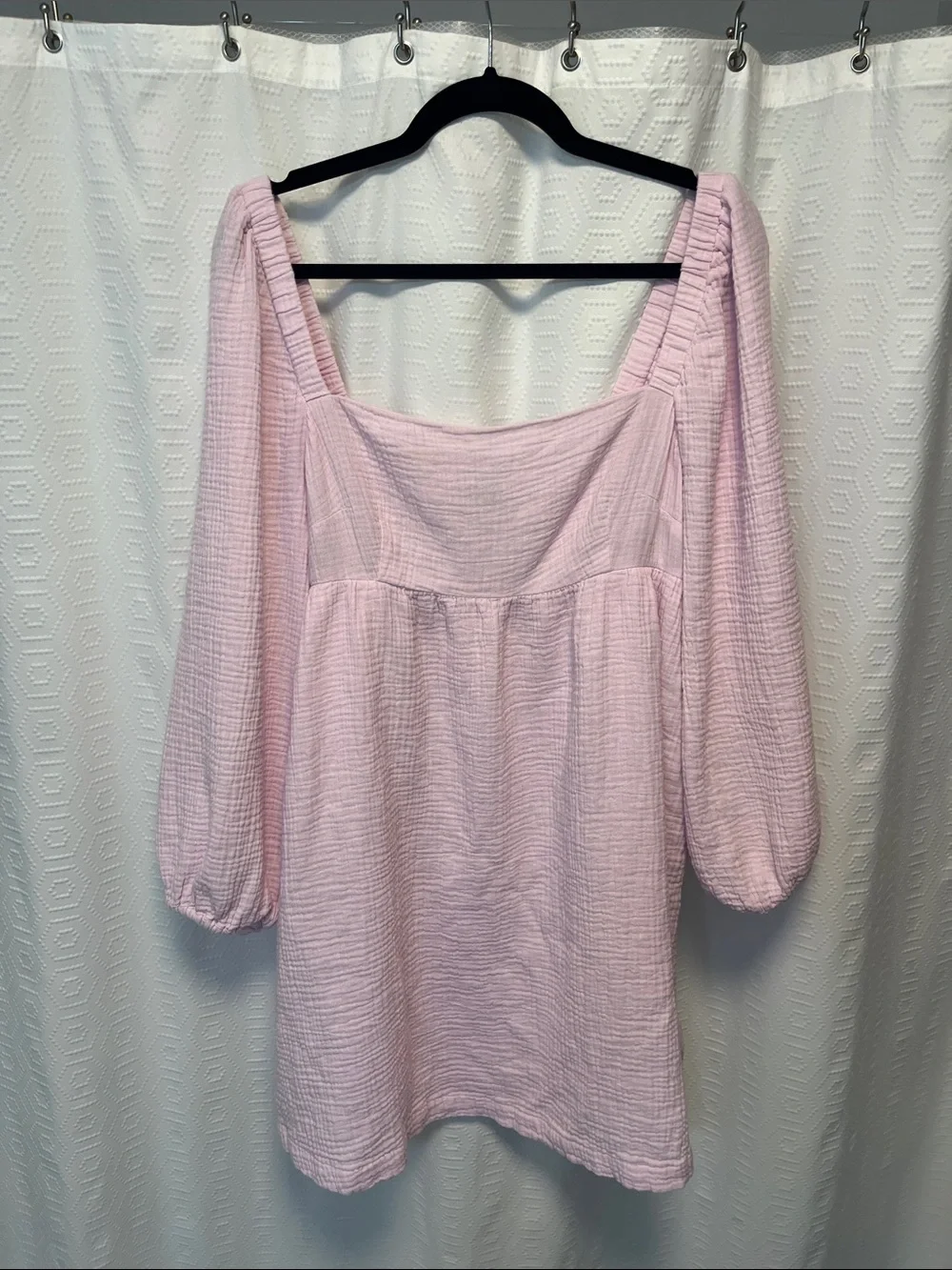 J.Crew Squareneck soft gauze Pink Puff Sleeve Dress